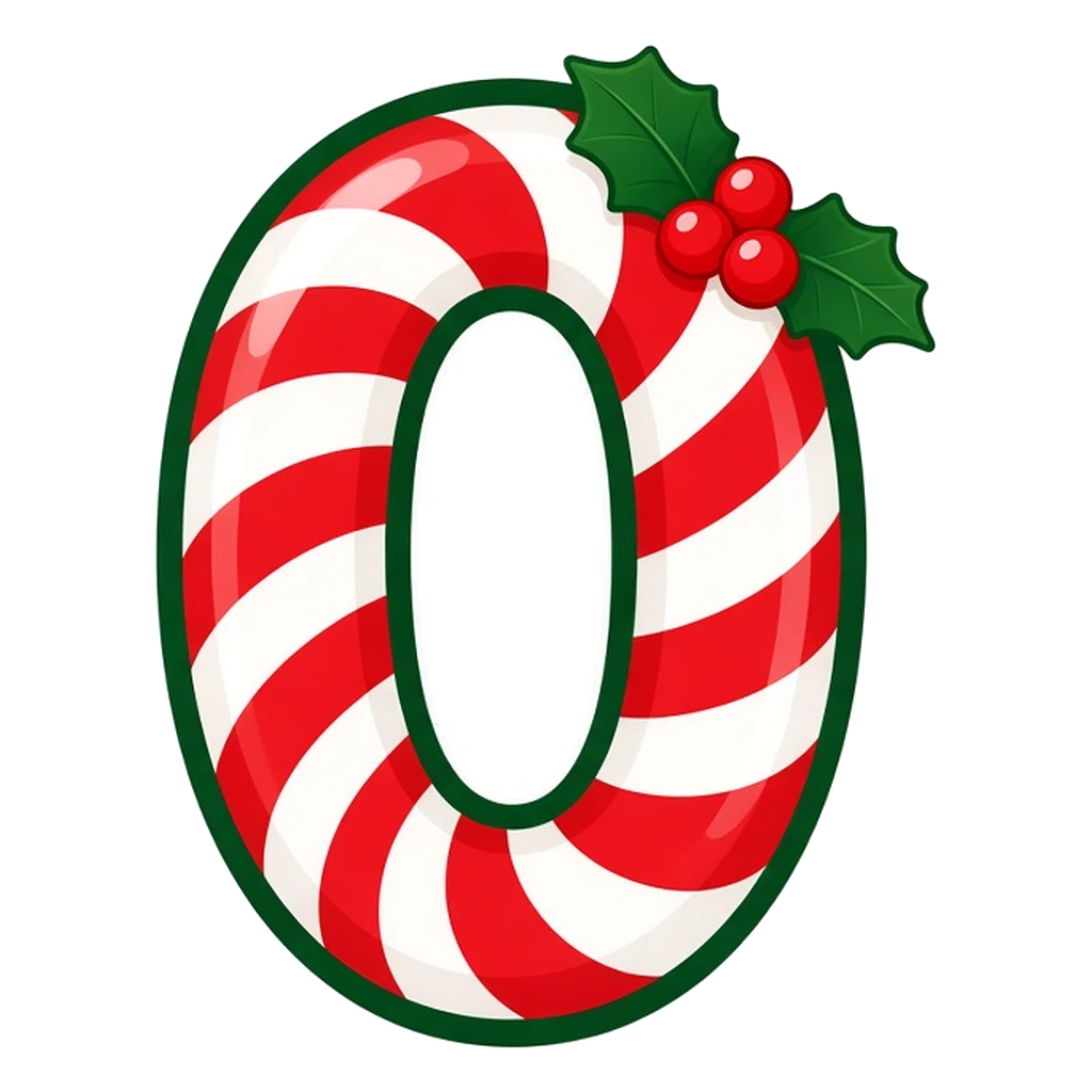 Christmas candy cane bubble number 0