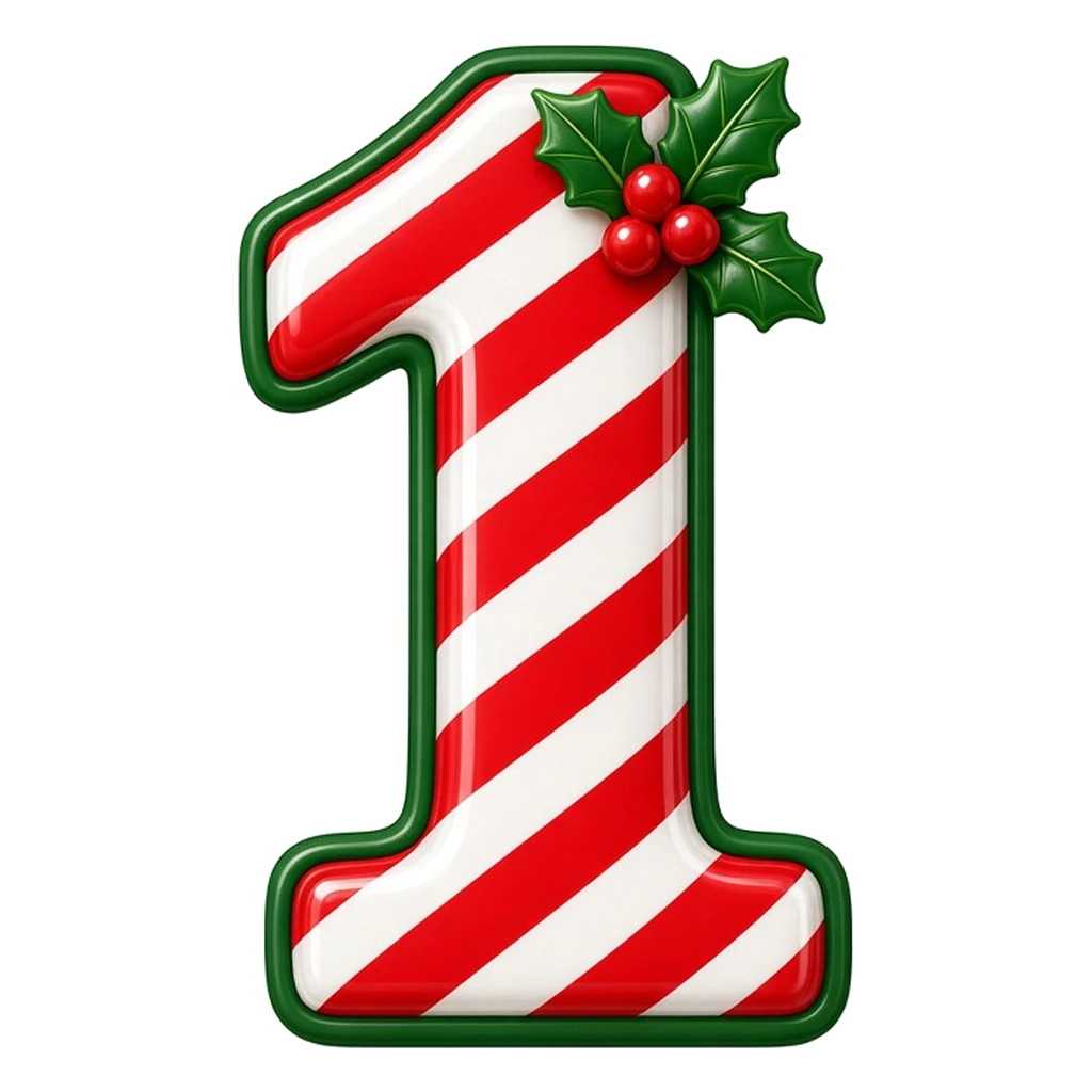 Christmas candy cane bubble number 1