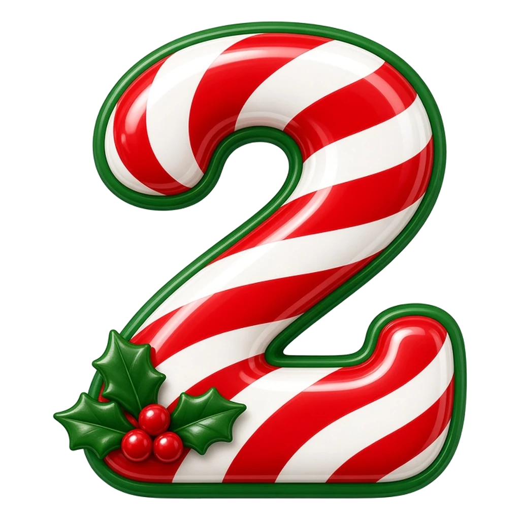 Christmas candy cane bubble number 2