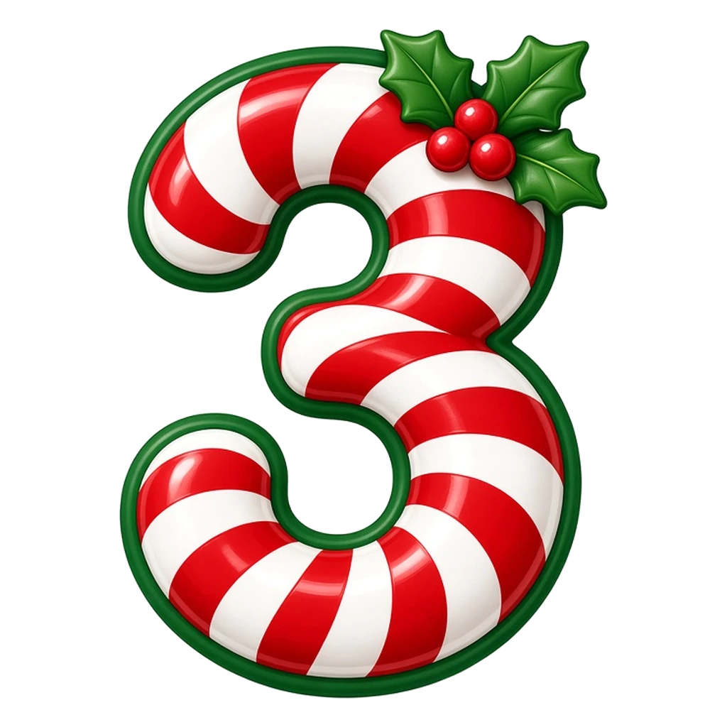 Christmas candy cane bubble number 3