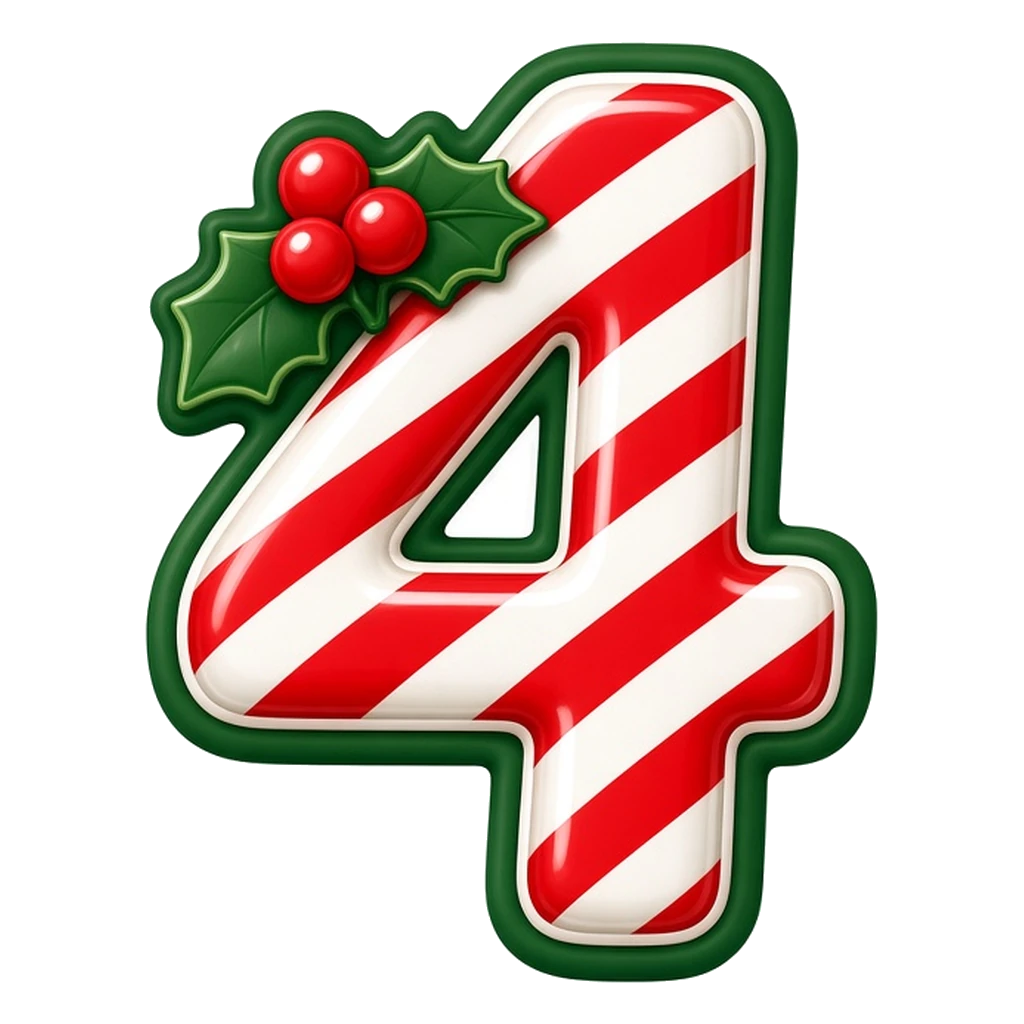 Christmas candy cane bubble number 4