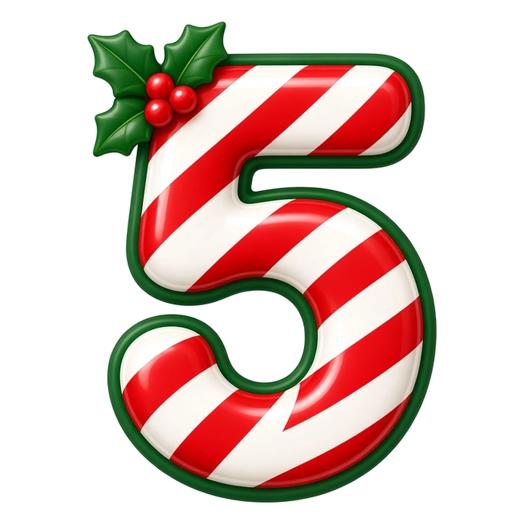 Christmas candy cane bubble number 5
