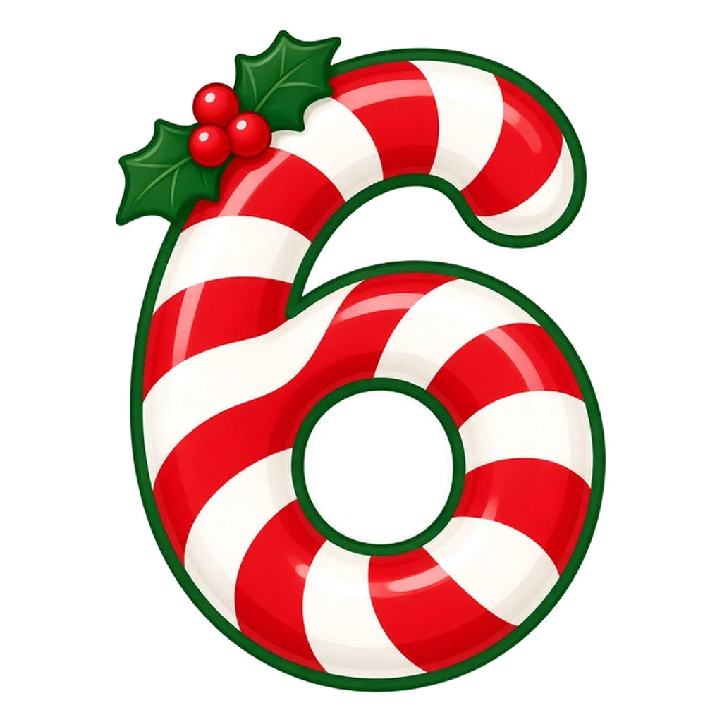 Christmas candy cane bubble number 6