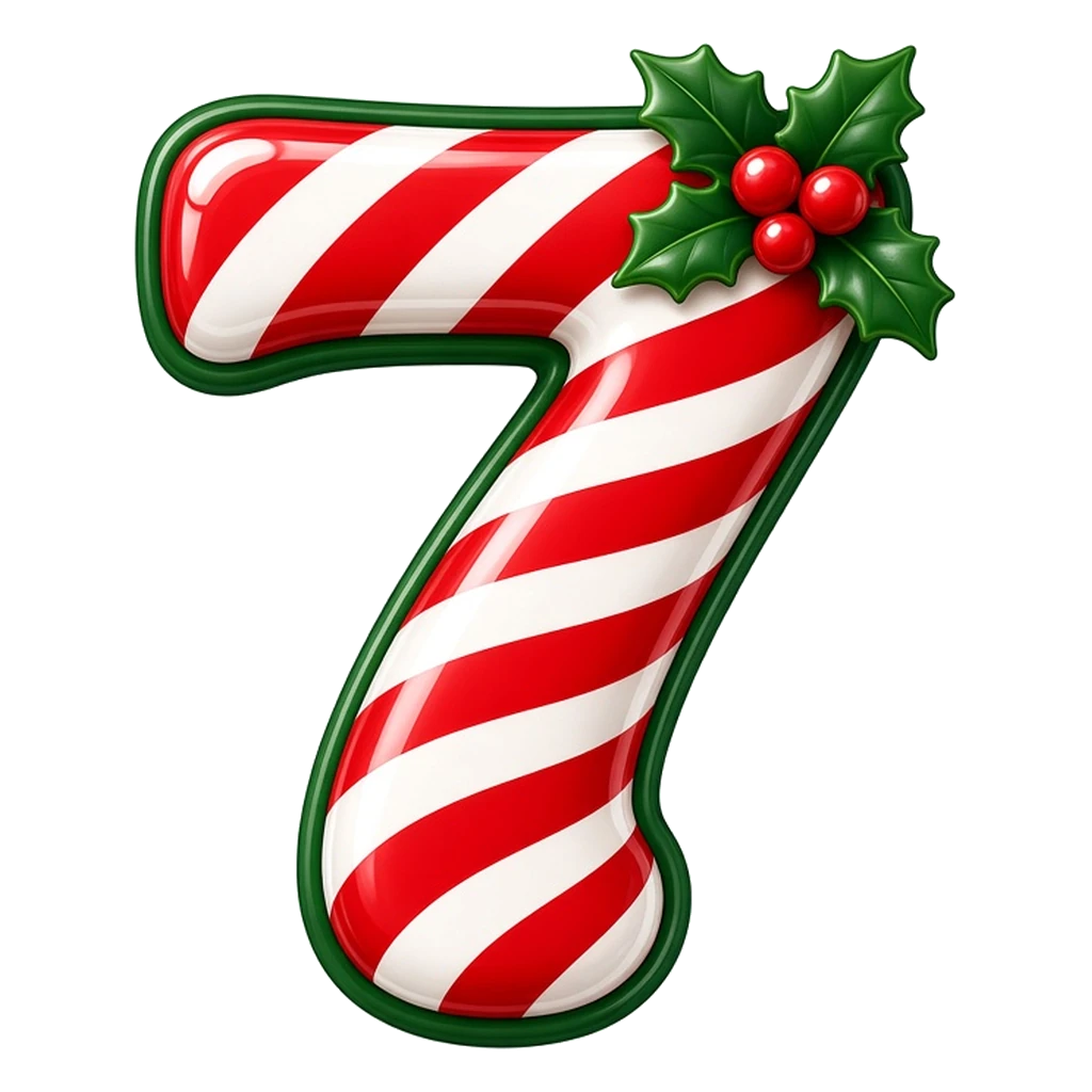 Christmas candy cane bubble number 7