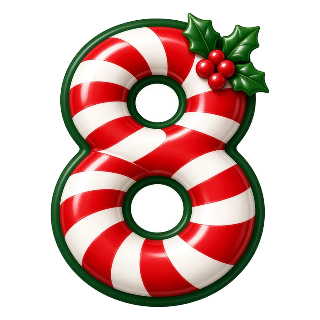 Christmas candy cane bubble number 8