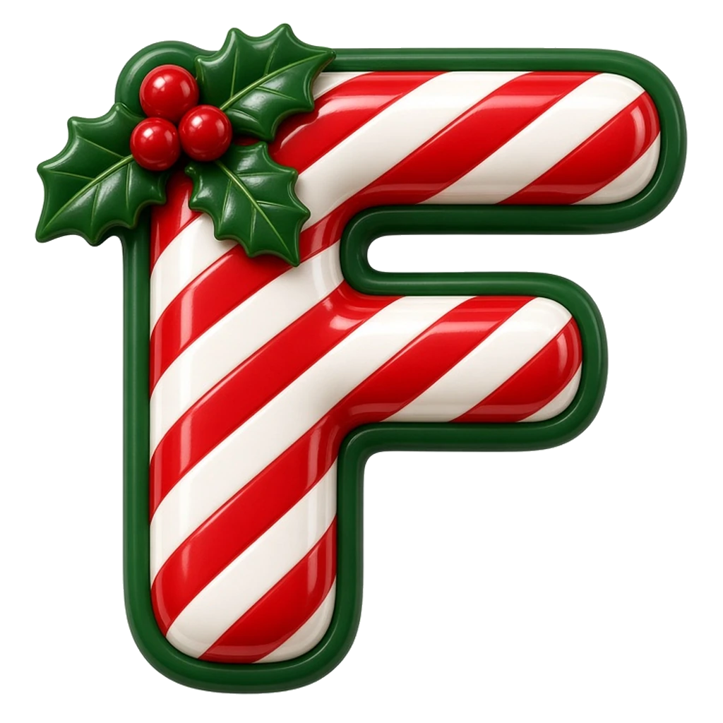 Christmas candy cane bubble letter F