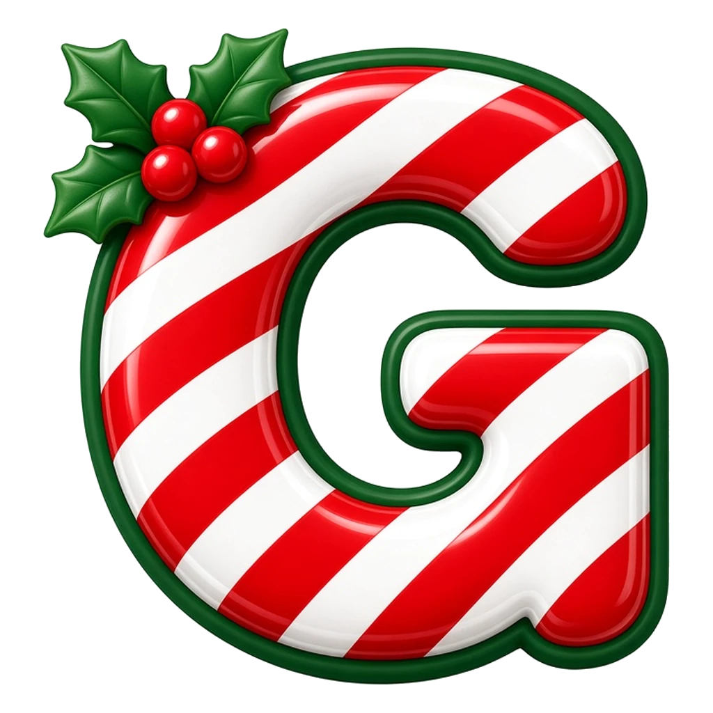 Christmas candy cane bubble letter G