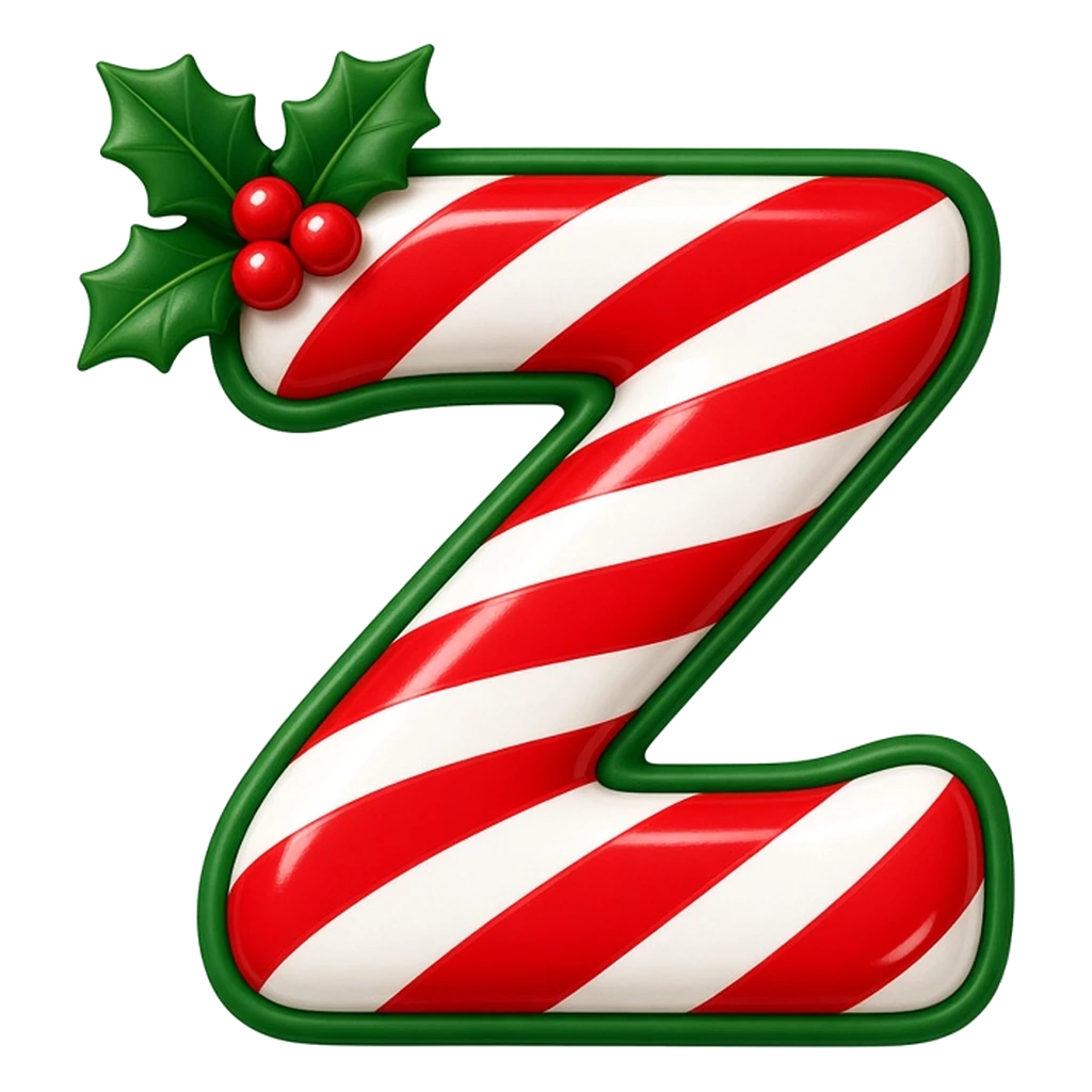 Christmas candy cane bubble letter Z