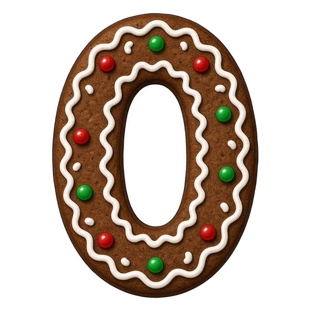 Christmas gingerbread bubble number 0