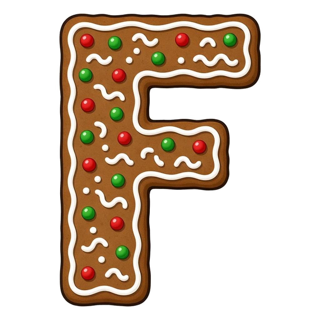 Christmas gingerbread bubble letter F