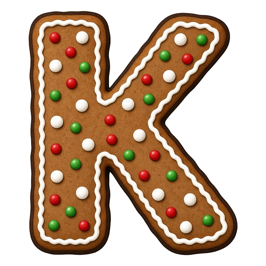 Christmas gingerbread bubble letter K