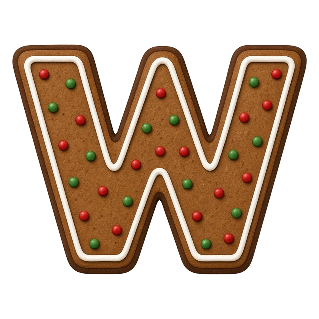 Christmas gingerbread bubble letter W