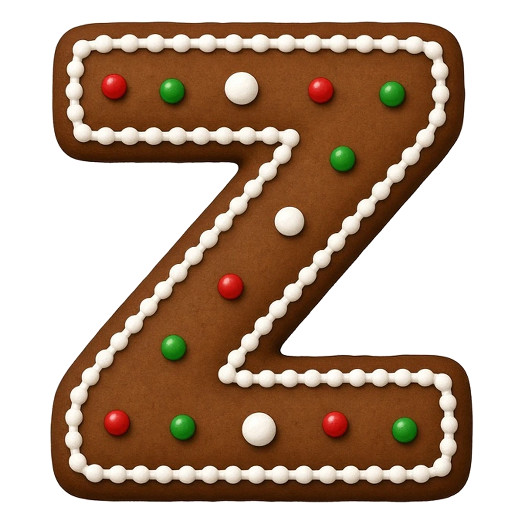 Christmas gingerbread bubble letter Z