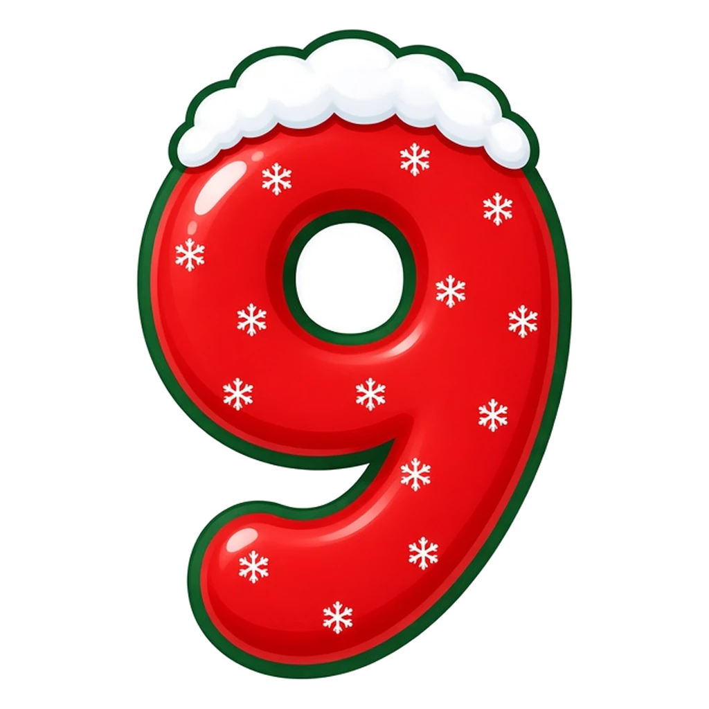 Christmas snow-capped bubble number 9