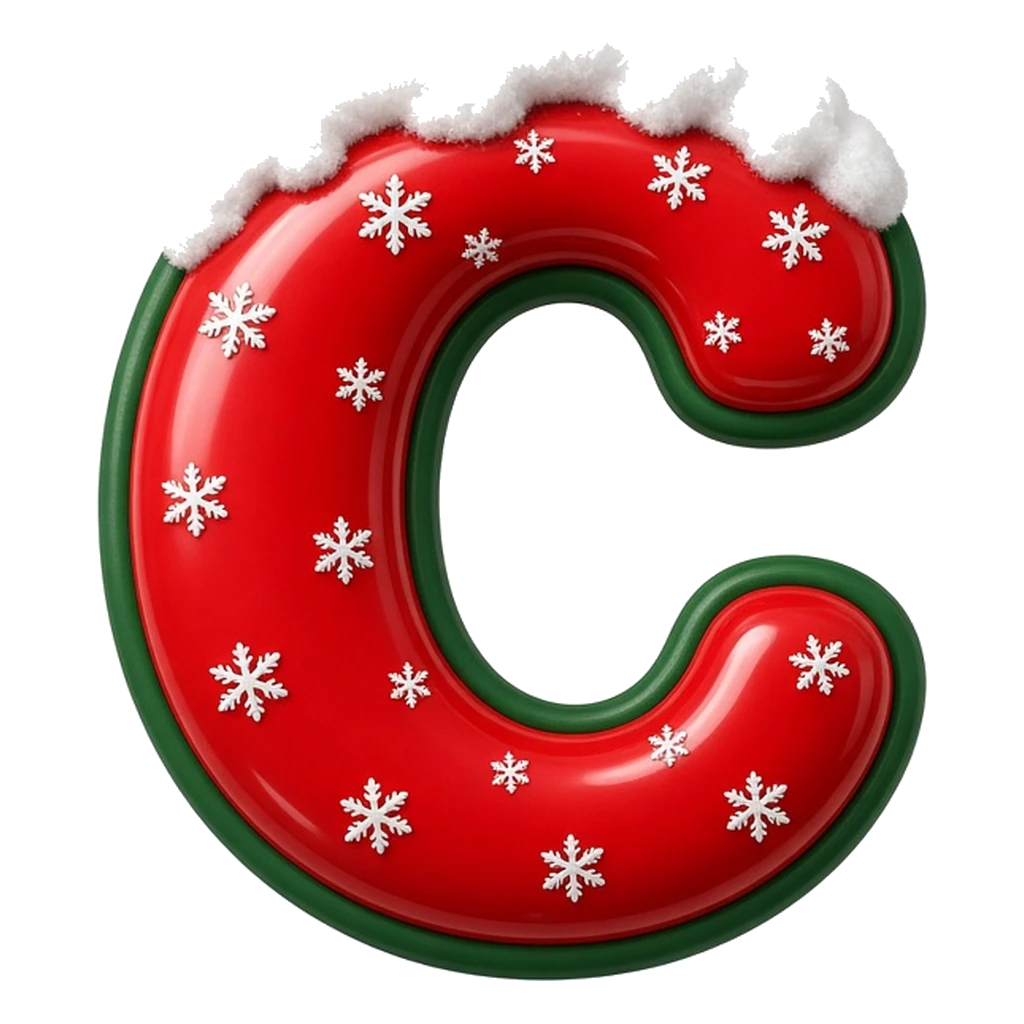 Christmas snow-capped bubble letter C