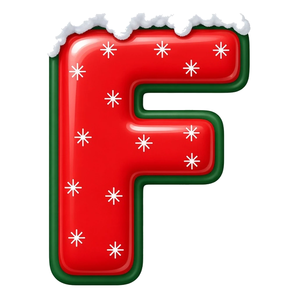 Christmas snow-capped bubble letter F