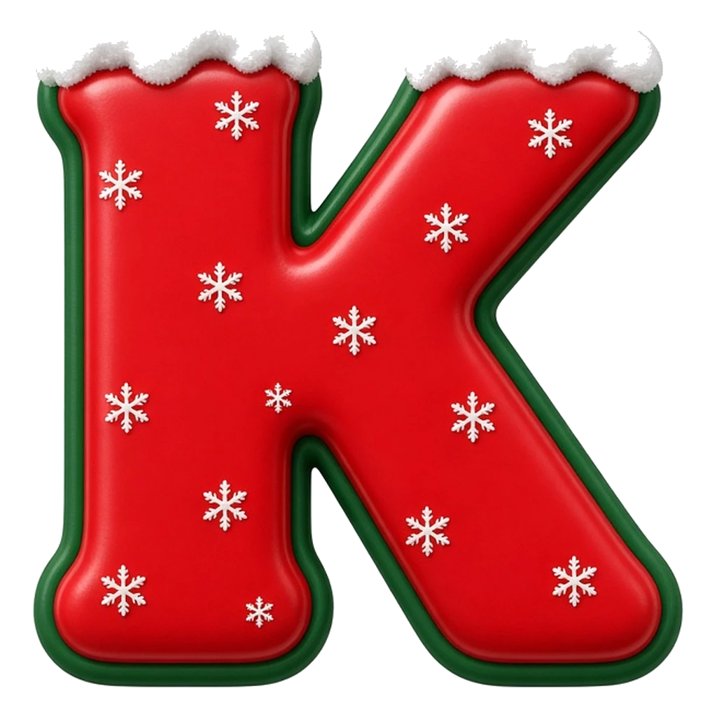 Christmas snow-capped bubble letter K
