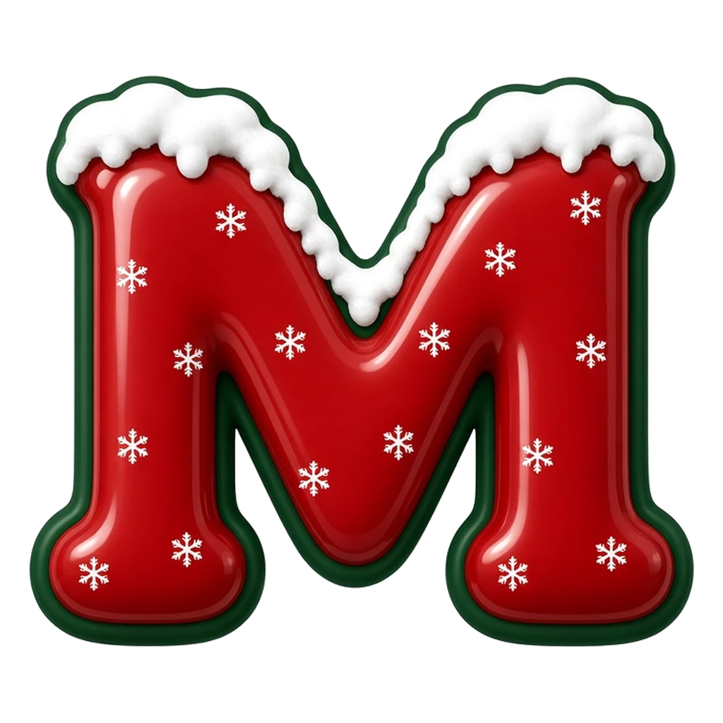 Christmas snow-capped bubble letter M