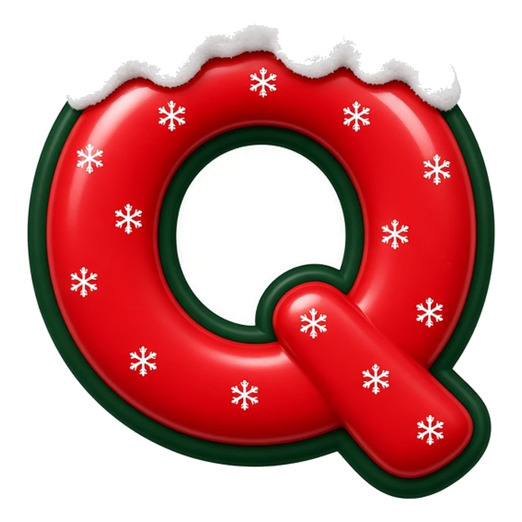 Christmas snow-capped bubble letter Q