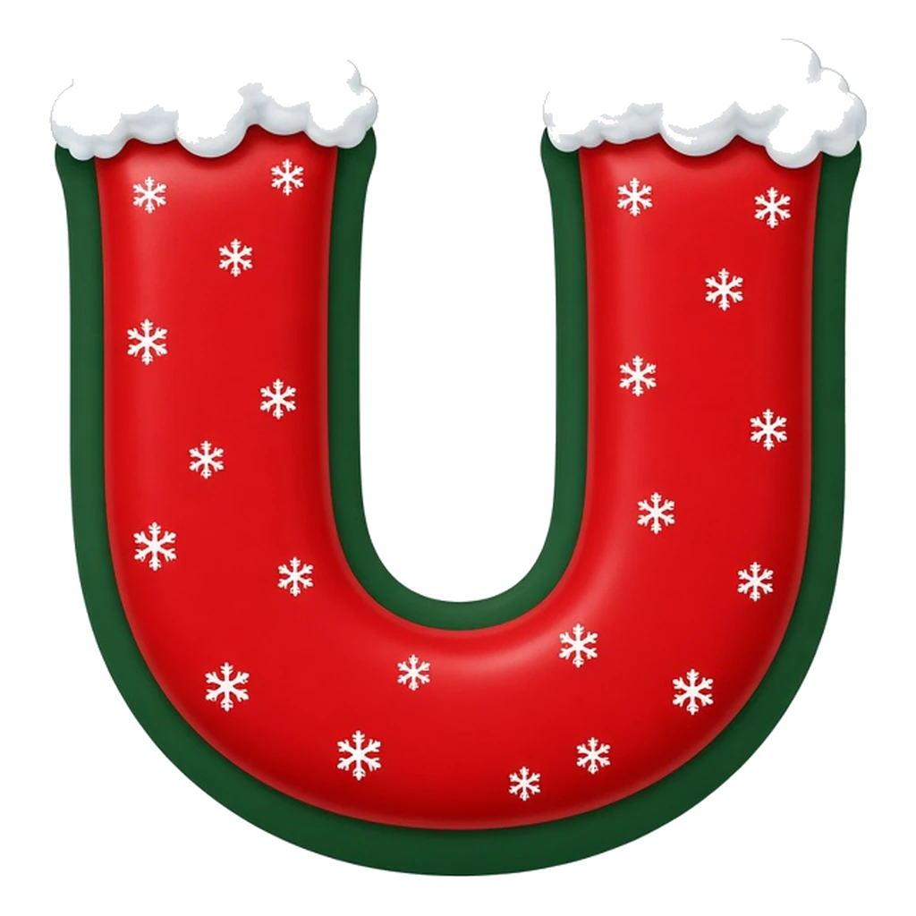 Christmas snow-capped bubble letter U