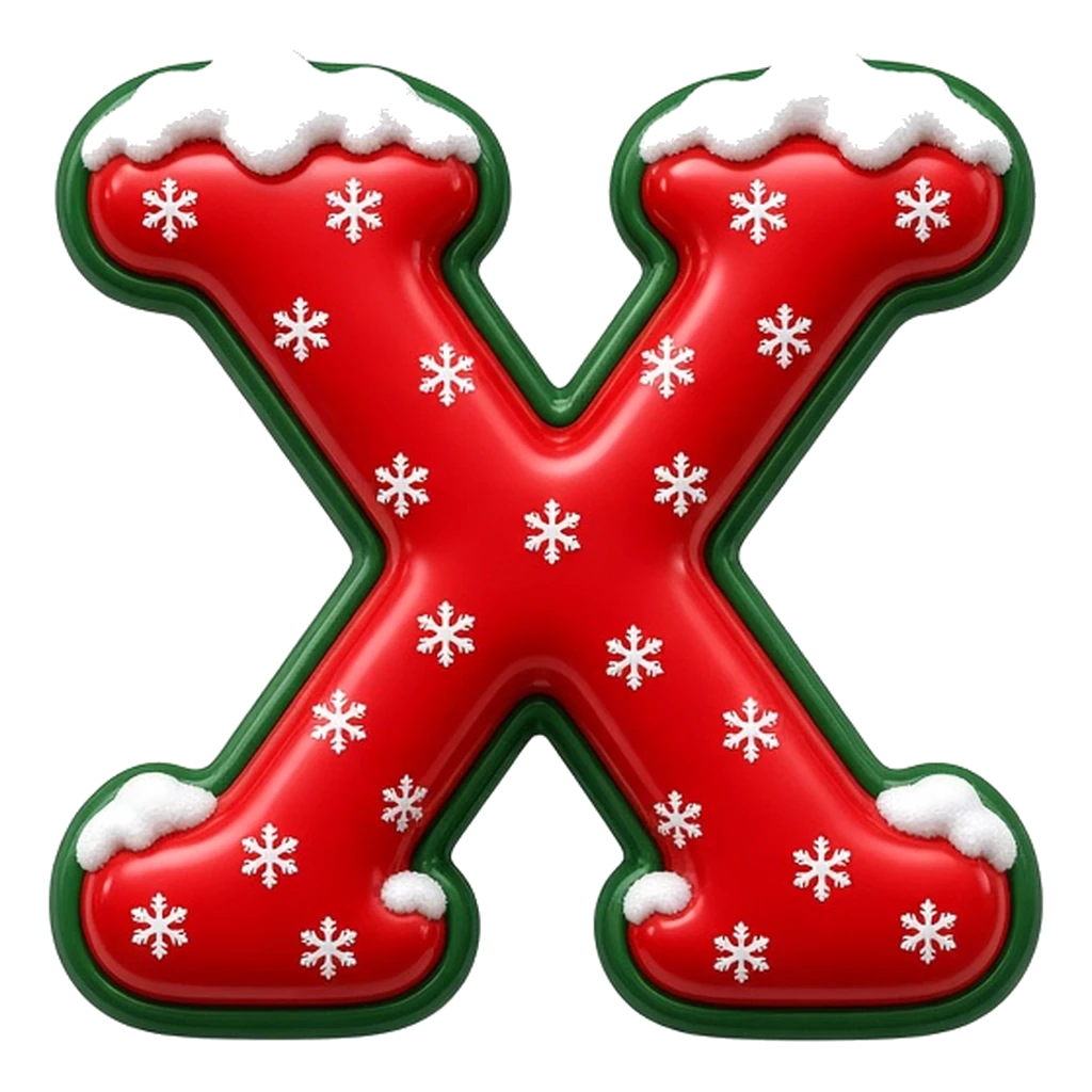 Christmas snow-capped bubble letter X