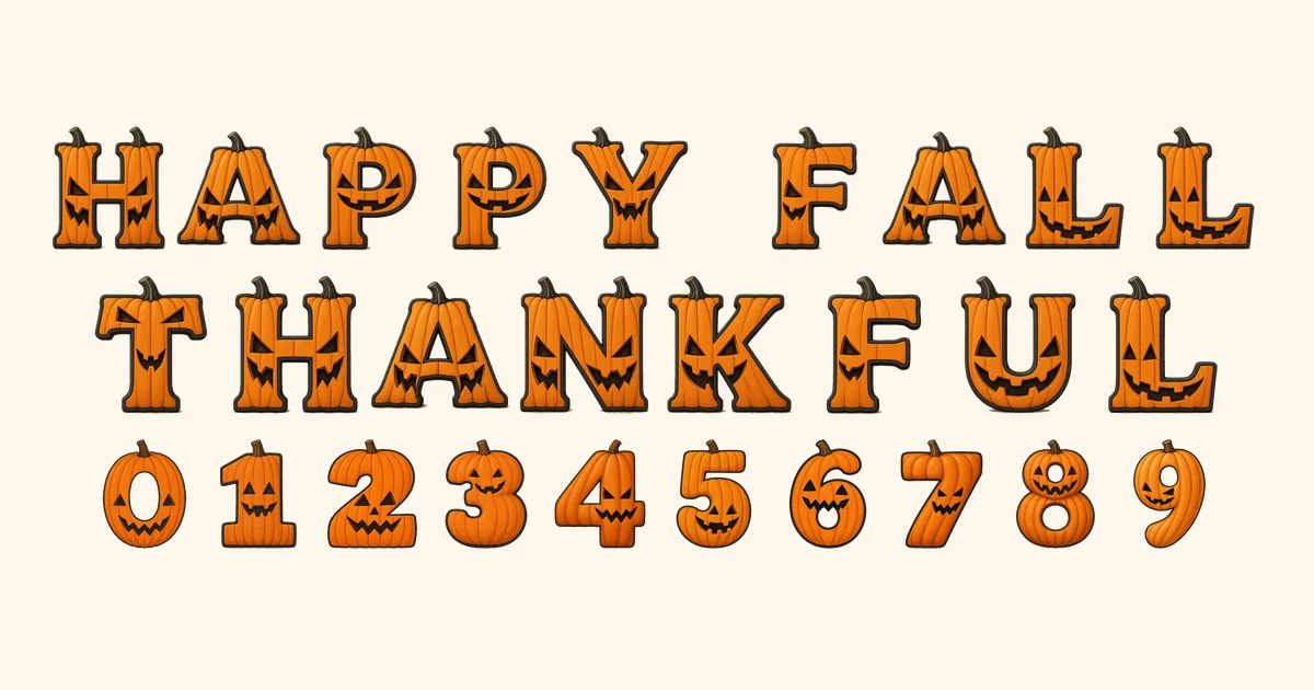 Pumpkin bubble letters preview grid